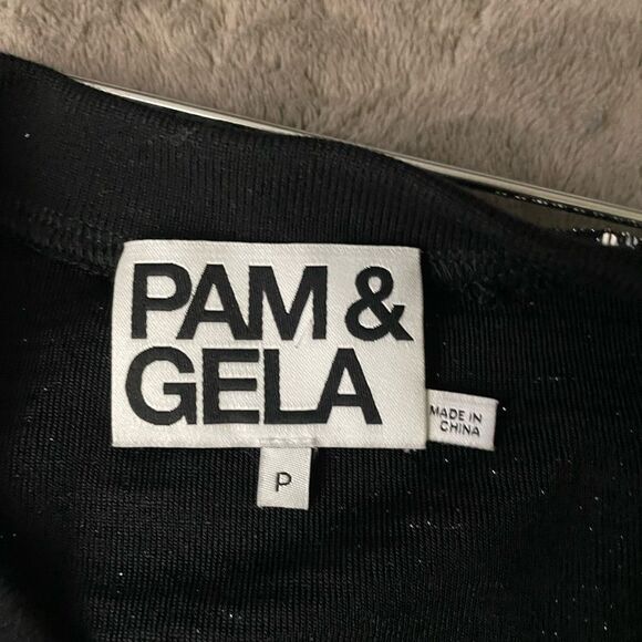 Pam & Gela Womens Black Stretch Crew-Neck Long Sleeve Embellished Sweater S - Picture 5 of 6